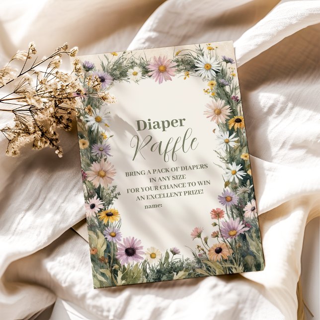 Carte D'accompagnement Bébé en Fleur Jardin Diapper Raffle (Créateur téléchargé)