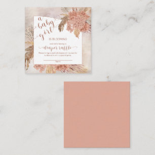 Carte D'accompagnement Bébé en fleur Pampas Grass Hydrangea Diaper Raffle