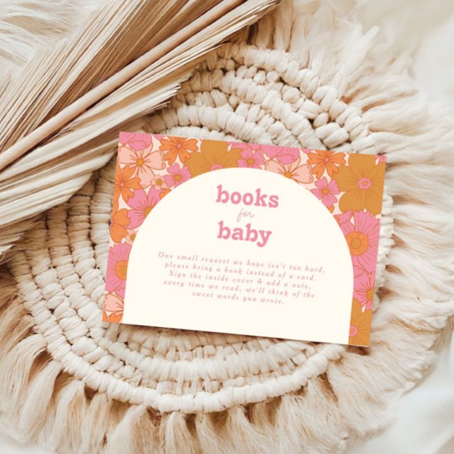 Carte D'accompagnement Bébé en Fleur rose Super rétro | Boho (Créateur téléchargé)