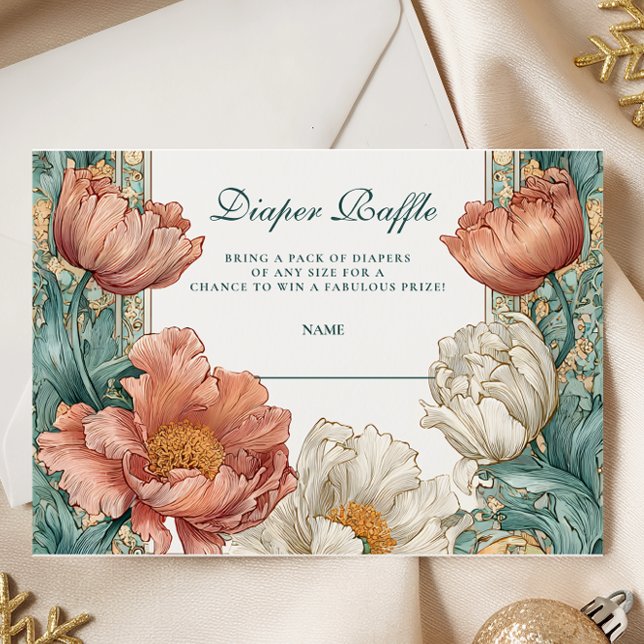 Carte D'accompagnement Bébé en fleurs Concours de couche de douche floral (Créateur téléchargé)