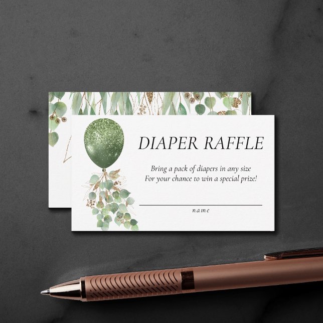 Carte D'accompagnement Bébé en fleurs | Éucalyptus Balloon Déchets Raffin (Créateur téléchargé)