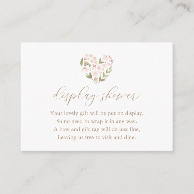 Carte D'accompagnement Bébé en fleurs Floral Heart Display douche (Devant)