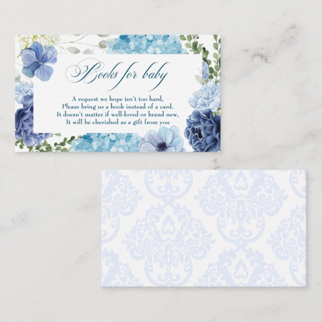 Carte D'accompagnement Bébé en fleurs livres de chinoiserie fleurie pour  (Devant / Derrière)