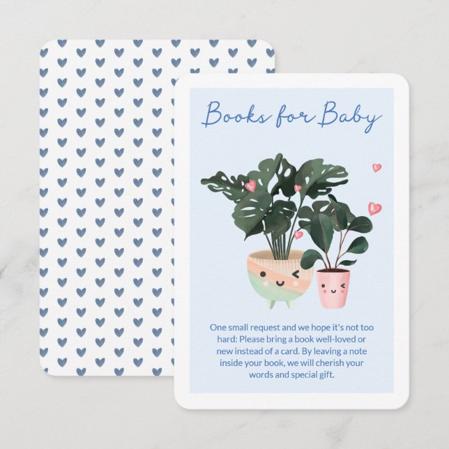 Carte D'accompagnement Bébé en fleurs Livres de plantes en pot pour bébé (Devant / Derrière)