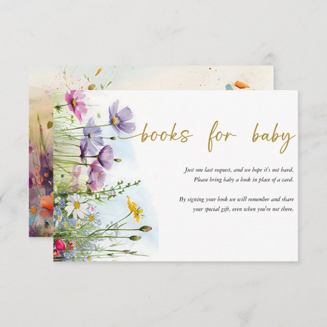 Carte D'accompagnement Bébé en fleurs | Spring Floral Books for Baby (Devant / Derrière)