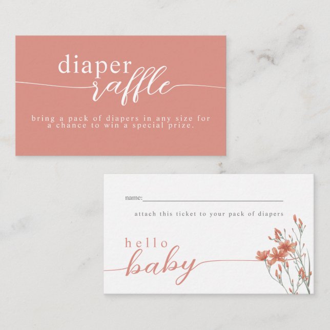 Carte D'accompagnement Bébé fleur sauvage en fleur Douche Déchets Raffle (Devant / Derrière)