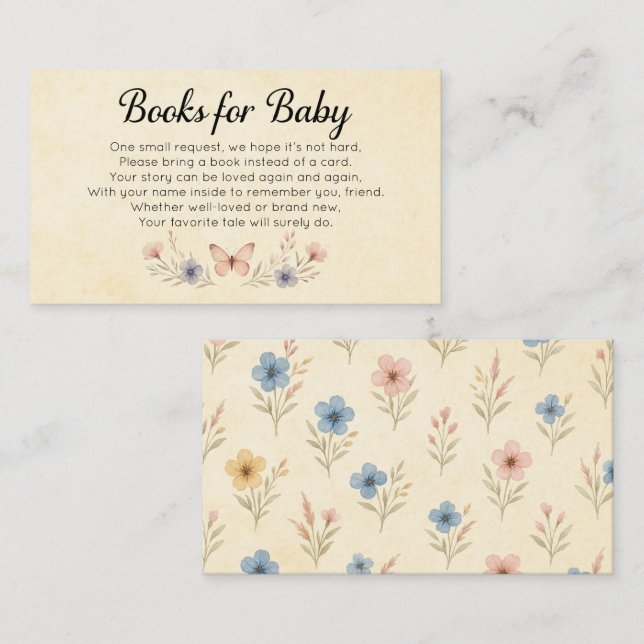 Carte D'accompagnement Bébé fleur sauvage en fleurs bébé (Devant / Derrière)