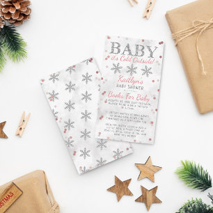 Carte D'accompagnement Bébé Il fait froid dehors Filles Baby shower d'hiv