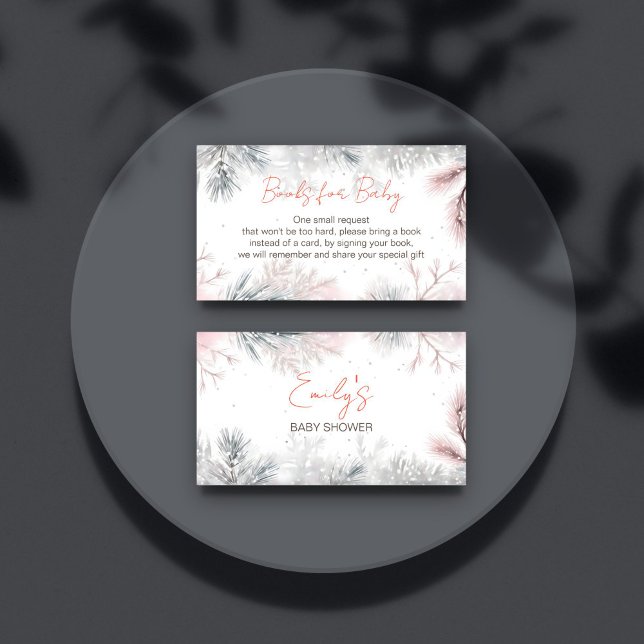 Carte D'accompagnement Bébé il fait froid livres de baby shower d'hiver p (Baby it's cold winter baby shower books for baby enclosure card pastel snowy pines watercolor)