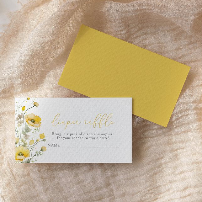 Carte D'accompagnement Bébé Jaune En Fleur Fleur sauvage Déchets Raffle (Créateur téléchargé)
