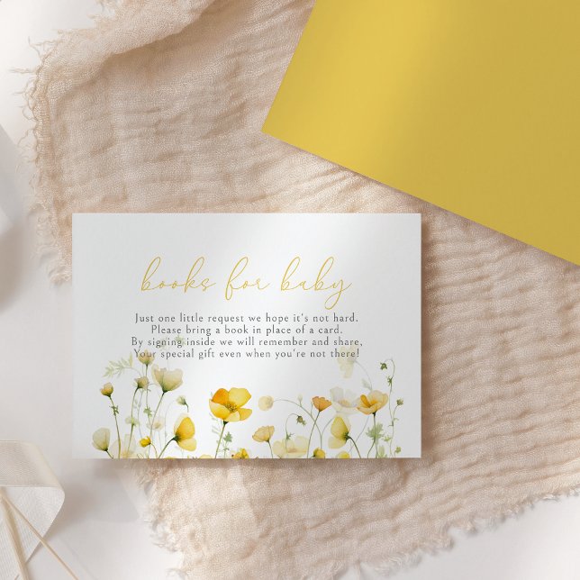Carte D'accompagnement Bébé Jaune En Fleur Livres Fleurs sauvages Pour Bé (Créateur téléchargé)