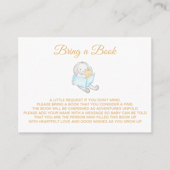 Carte D'accompagnement *~* Bébé Lapin Lapin Lecture Teddy Apportez un liv (Devant)