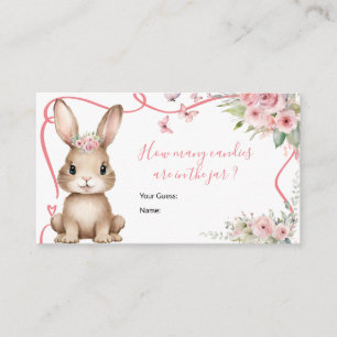 Carte D'accompagnement Bébé Lapin Mignon Fête de Naissance Fille Combien