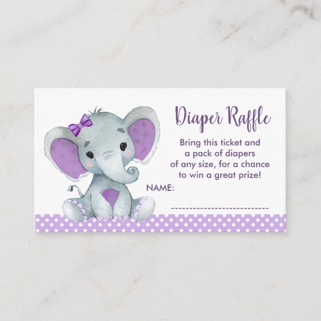 Carte D'accompagnement Bébé mignon Elephant billet de tombola (Devant)