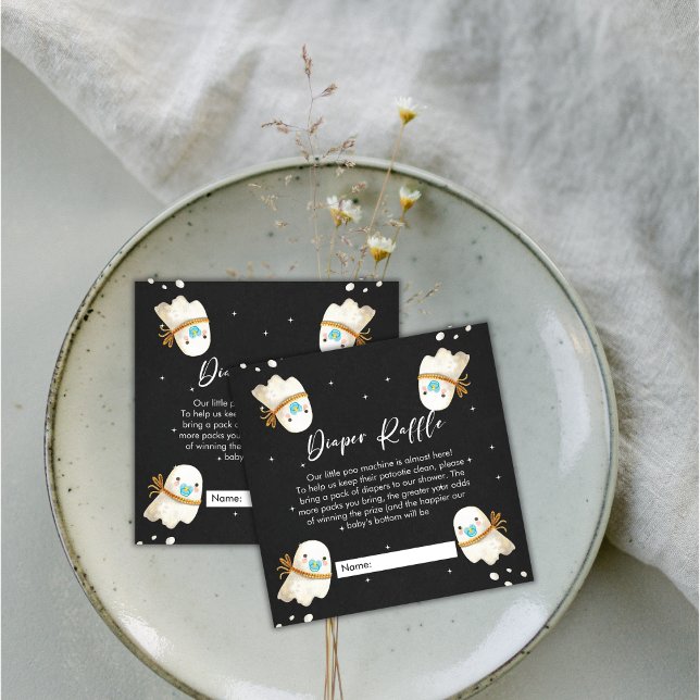 Carte D'accompagnement Bébé mignon Fantôme Halloween Chaud d'automne Raff (Cute Baby Ghost Halloween Fall Diaper Raffle Enclosure Card)