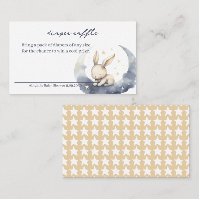 Carte D'accompagnement Bébé mignon lapin sur la Lune avec les étoiles Bar (Devant / Derrière)
