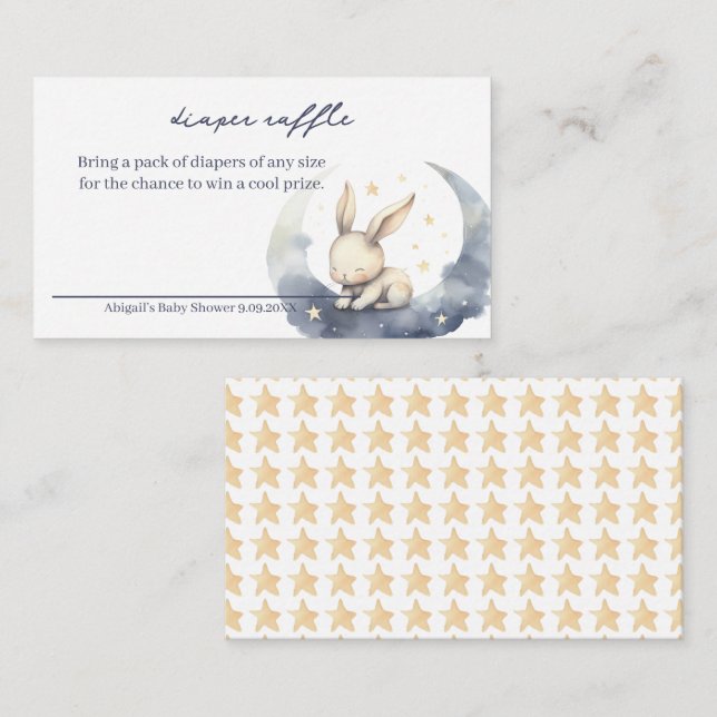 Carte D'accompagnement Bébé mignon lapin sur la Lune avec les étoiles Bar (Devant / Derrière)