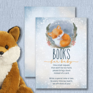 Carte D'accompagnement Bébé mignon renard neige livres d'hiver pour bébé 