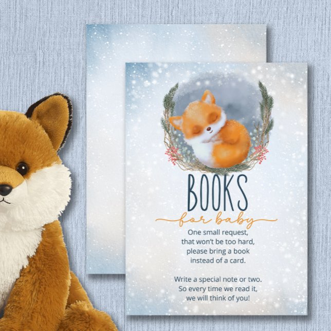 Carte D'accompagnement Bébé mignon renard neige livres d'hiver pour bébé  (Créateur téléchargé)