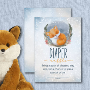 Carte D'accompagnement Bébé mou Fox neige hiver billet de tombola de la c