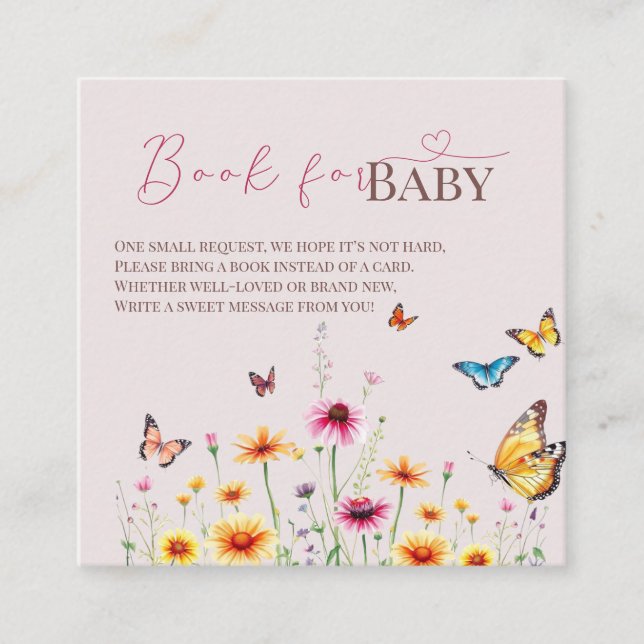 Carte D'accompagnement Bébé papillon fleur sauvage dans le Baby shower en (Devant)