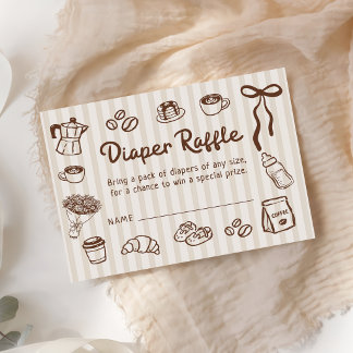 Carte D'accompagnement Bébé prépare du café Baby Shower Diaper Raffle