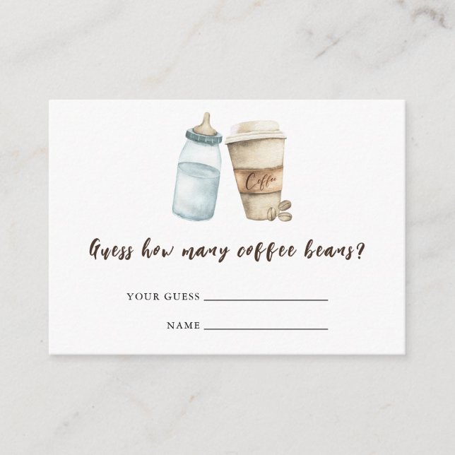 Carte D'accompagnement Bébé prépare une bouteille de café Combien de grai (Devant)