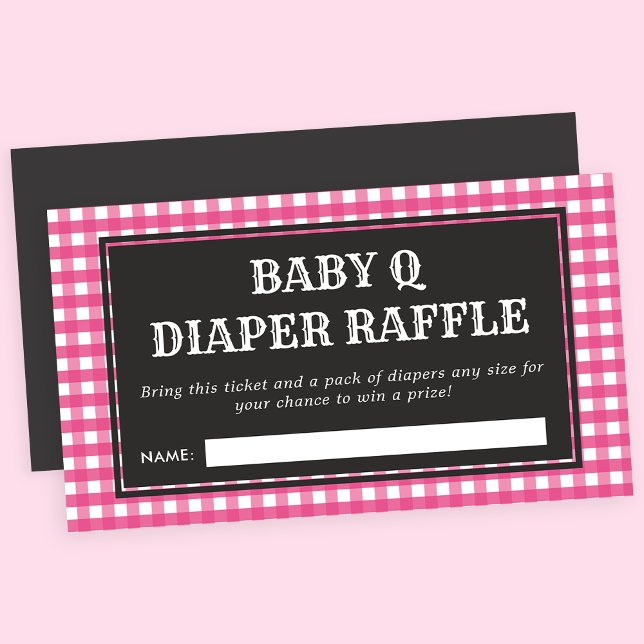 Carte D'accompagnement Bébé Q Baby shower rose Plaid Raffle (Créateur téléchargé)
