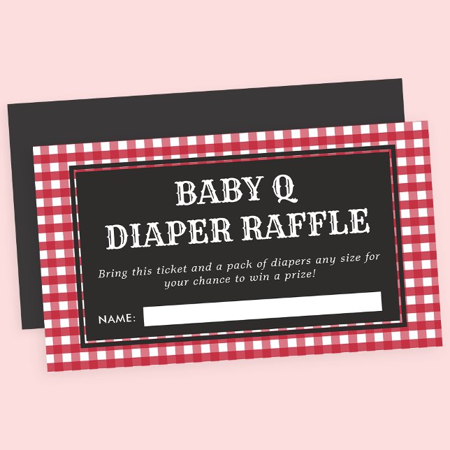 Carte D'accompagnement Bébé Q Baby shower rouge Plaid Raffle de couche (Créateur téléchargé)
