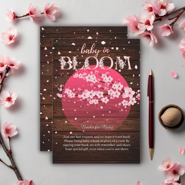 Carte D'accompagnement Bébé rustique en fleur Sakura cerise en fleurs (Créateur téléchargé)