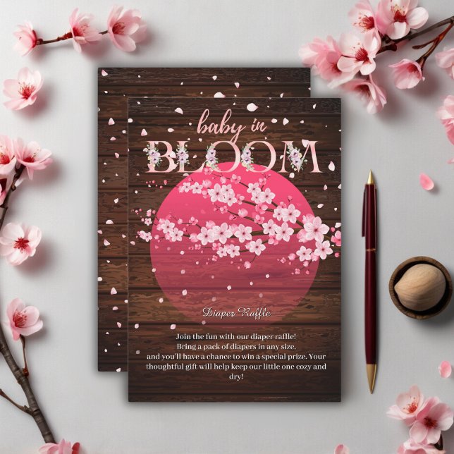 Carte D'accompagnement Bébé rustique en fleurs Sakura Fleur de cerisier  (Créateur téléchargé)