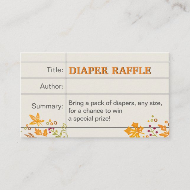 Carte D'accompagnement Bébé Shower d'Automne Gâteau Diaper Raffle (Devant)