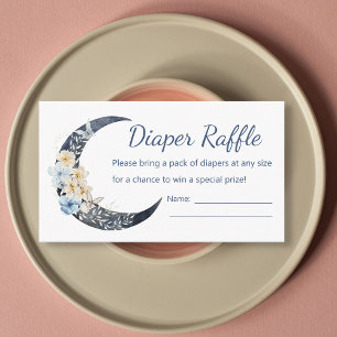 Carte D'accompagnement bébé sous la lune bleu tombola couche baby shower