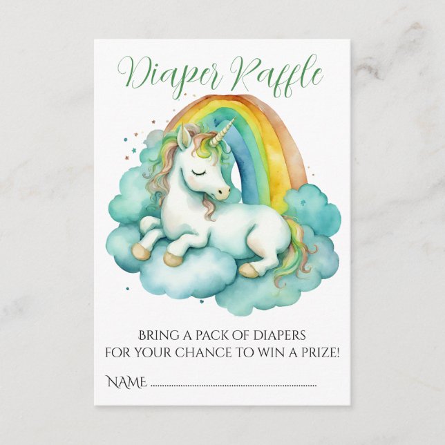 Carte D'accompagnement Bébé Unicorn Unisex Baby shower Déchets Raffle (Devant)