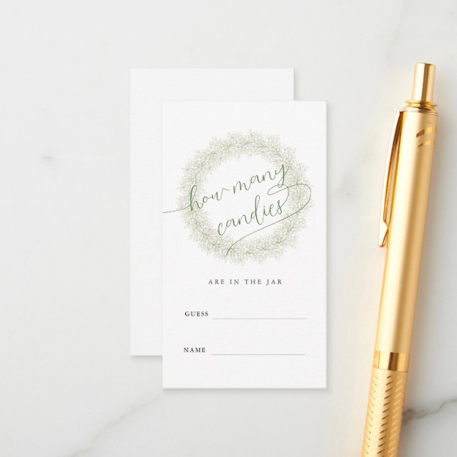 Carte D'accompagnement Bébé's Breath Combien de bonbons Fête des mariées  (Devant/Arrière en situation)