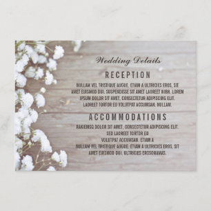 Carte D'accompagnement Bébé's Breath Rustic Mariage Détails / Information