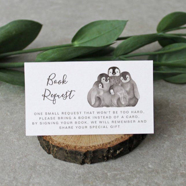 Carte D'accompagnement Bébés manchots mignons Demande de livre pour baby  (Créateur téléchargé)