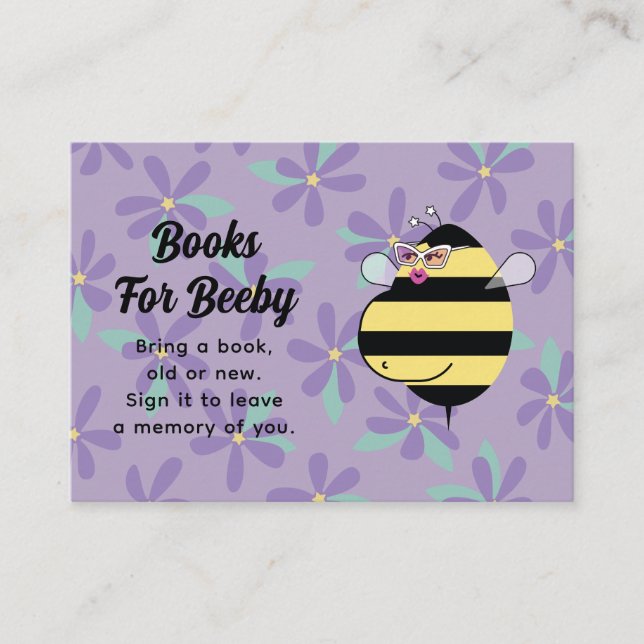 Carte D'accompagnement Bee Enceinte avec lunettes Purple Floral Livres po (Devant)