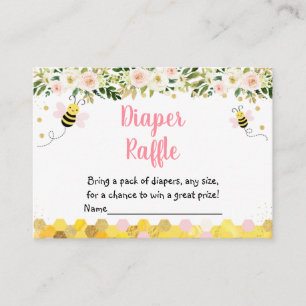 Carte D'accompagnement Bee Rose or Baby shower Floral Déchets Raffle