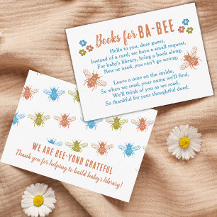 Carte D'accompagnement Bee Theme Timbre Motif Livres pour Baby Request