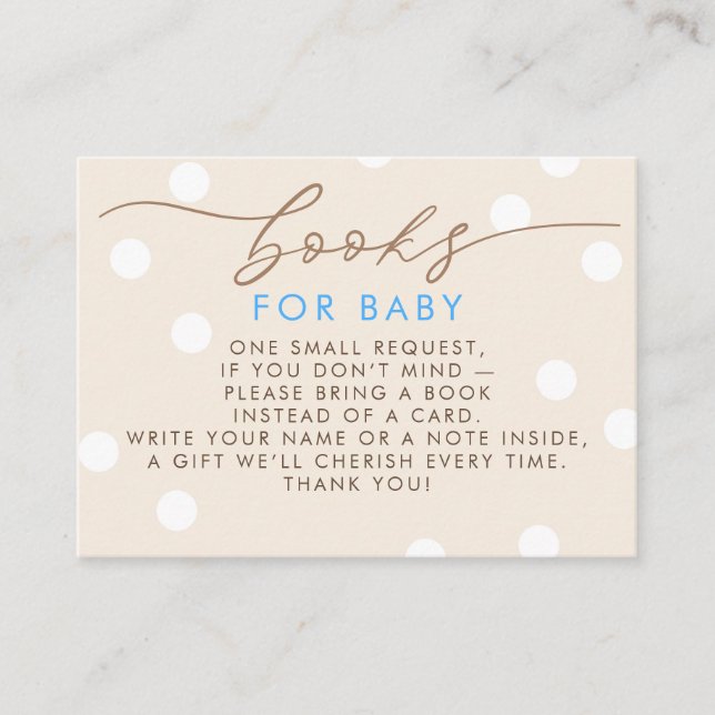 Carte D'accompagnement Beige and Blue Books For Baby Request (Devant)