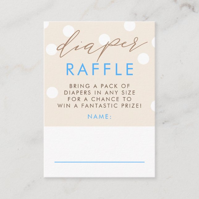 Carte D'accompagnement Beige and Blue Diaper Raffle Baby Shower Tickets (Devant)