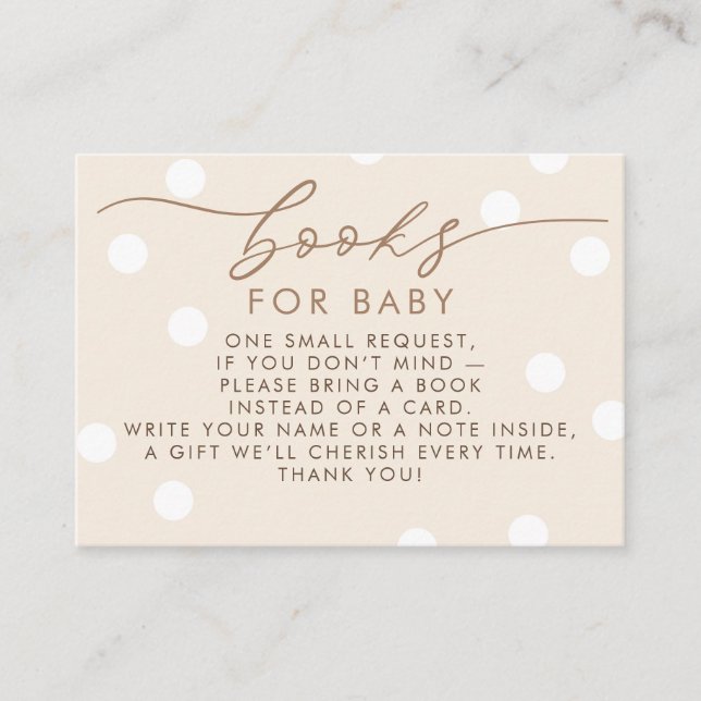 Carte D'accompagnement Beige and White Books For Baby Request (Devant)