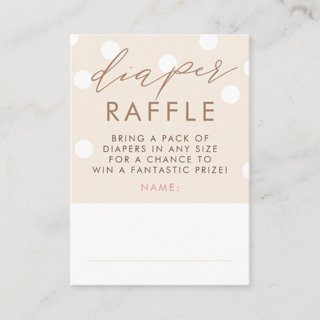Carte D'accompagnement Beige and White Diaper Raffle Baby Shower Tickets (Devant)