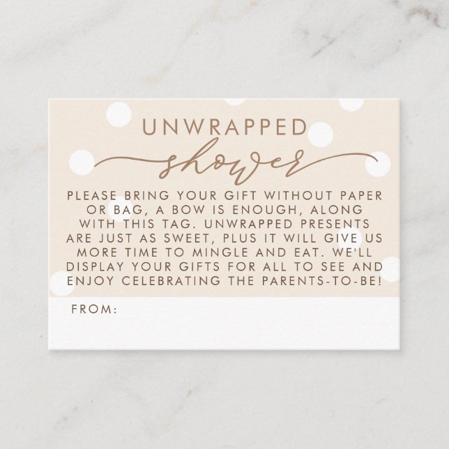 Carte D'accompagnement Beige and White Unwrapped Shower (Devant)