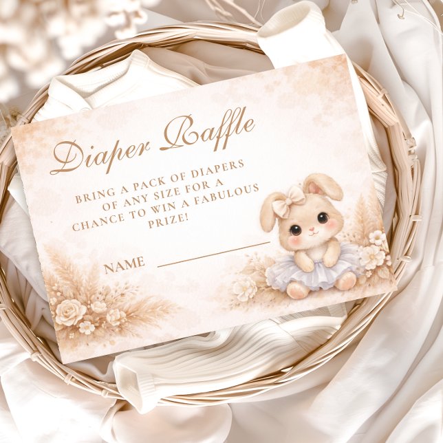 Carte D'accompagnement Beige Bunny Floral Diapper Raffle (Créateur téléchargé)