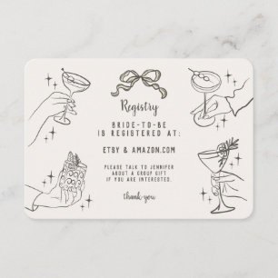 Carte D'accompagnement Beige Retro Cocktail Party Registre de mariage Ins