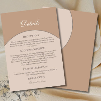 Carte D'accompagnement Beige Rose moderne Japandi Détails du Mariage