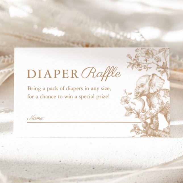 Carte D'accompagnement Beige Toile Safari Déchets Baby shower Raffin (Beige Toile Safari Diaper Raffle Baby Shower Enclosure Card)