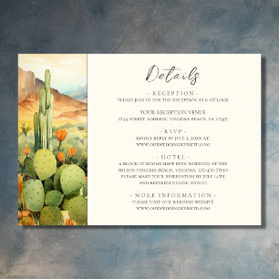 Carte D'accompagnement Belle aquarelle Desert Cactus Détails du Mariage